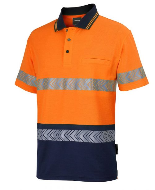 HI VIS (D+N) COTTON BACK S/S SEGMENTED TAPE POLO (6HMSS)