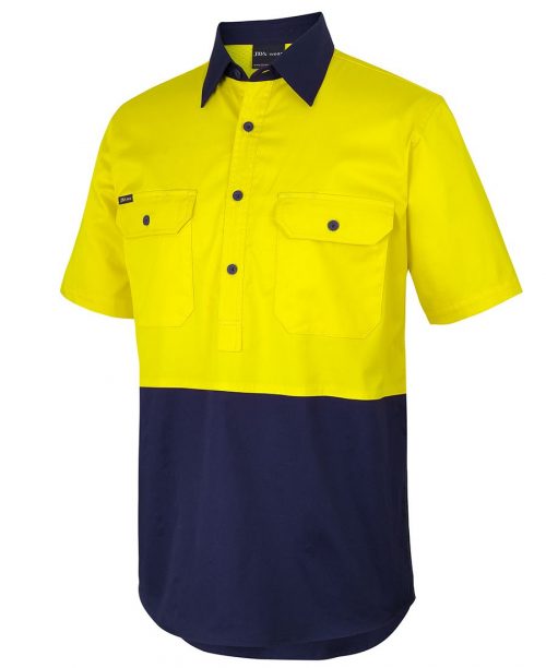 HI VIS CLOSE FRONT S/S 150G WORK SHIRT (6HVCW)