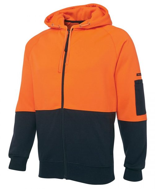 HI VIS FULL ZIP FLEECY HOODIE (6HVH)